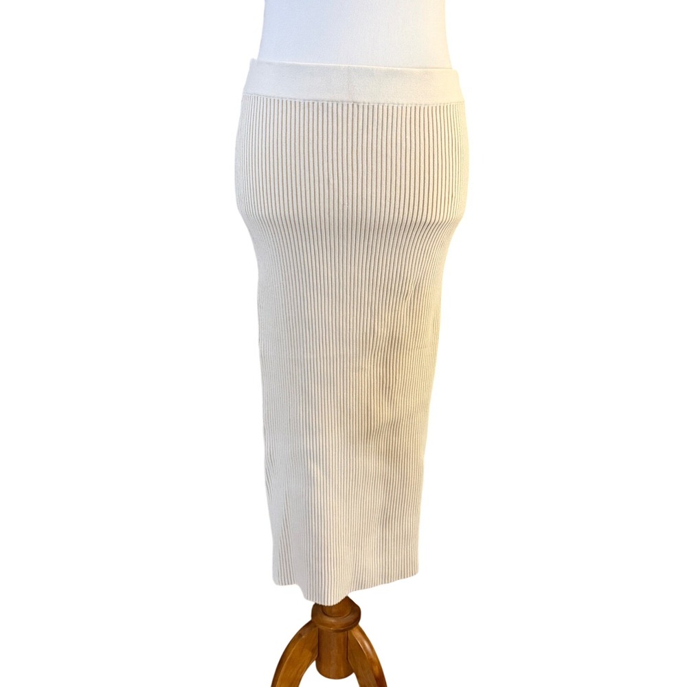 ANINE BING Julian Skirt Women M Ivory Camel Ribbed Knit Midi Skirt A-04-4001-150